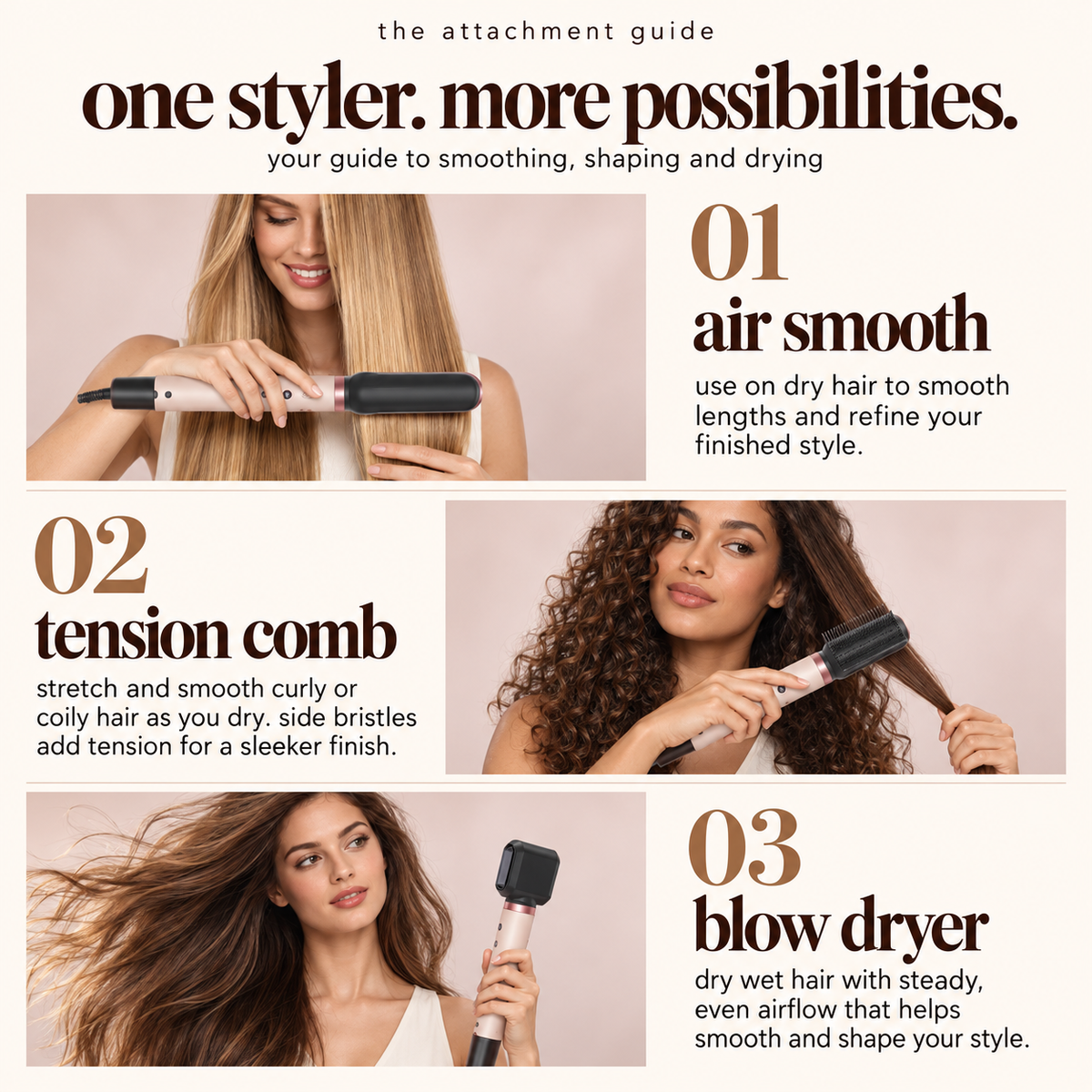 Rosieri 7-in-1 Air Styler & Hair Dryer Brush
